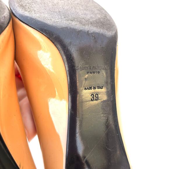 Yves Saint Laurent Paris Tribute Heels Nude Patent Leather Mid Pumps 39 Size 9 - Picture 12 of 13